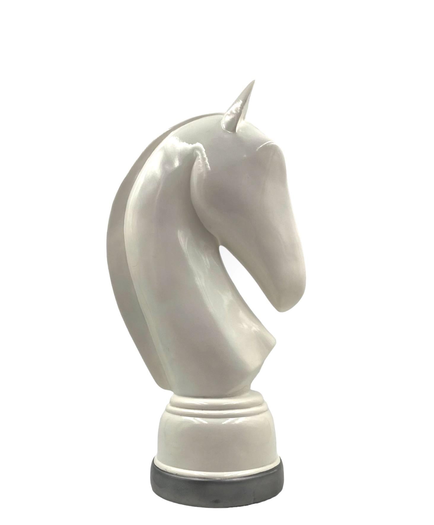 White resin chess horse sculpture, Italy 1970s For Sale 1