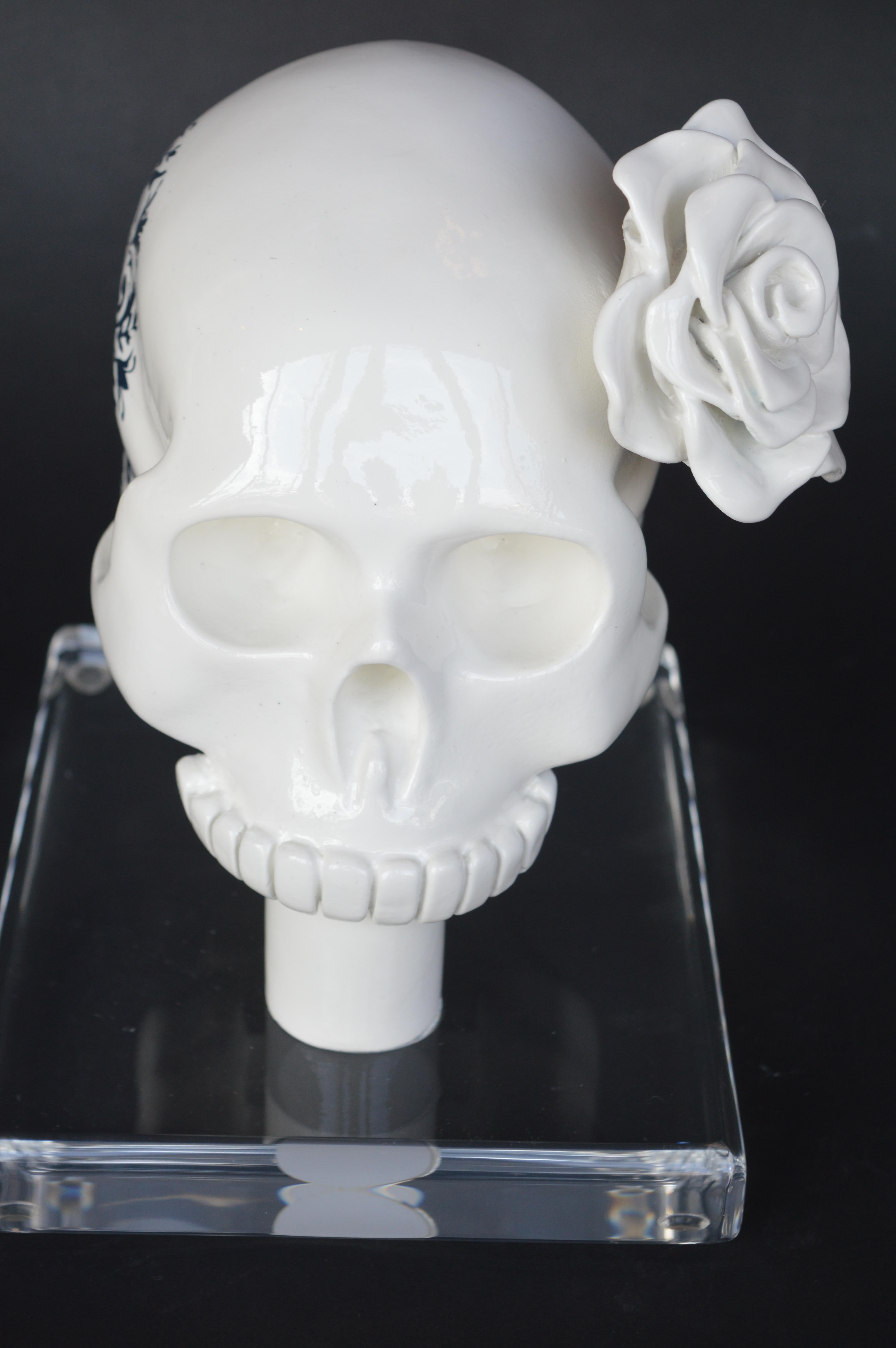 White Resin Skull In New Condition For Sale In Los Angeles, CA