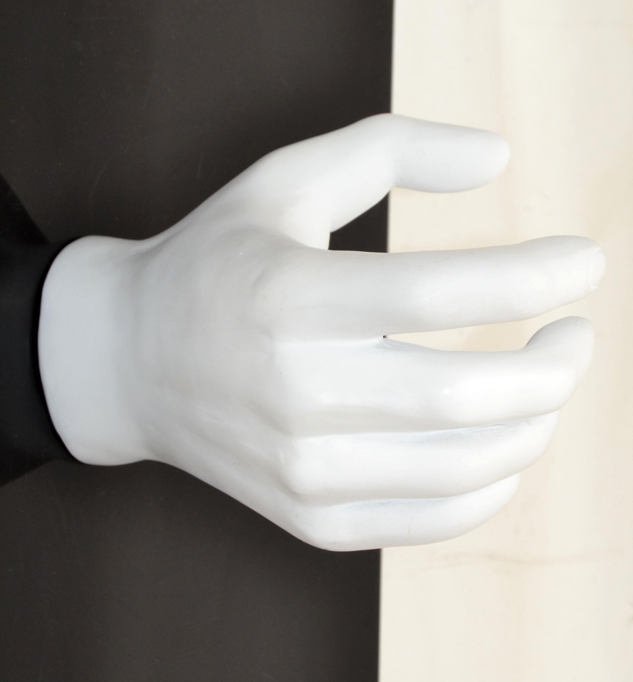 White Resin Wall Mounted Figurative Hand Sculpture Mid-Century Modern Key Holder For Sale 6