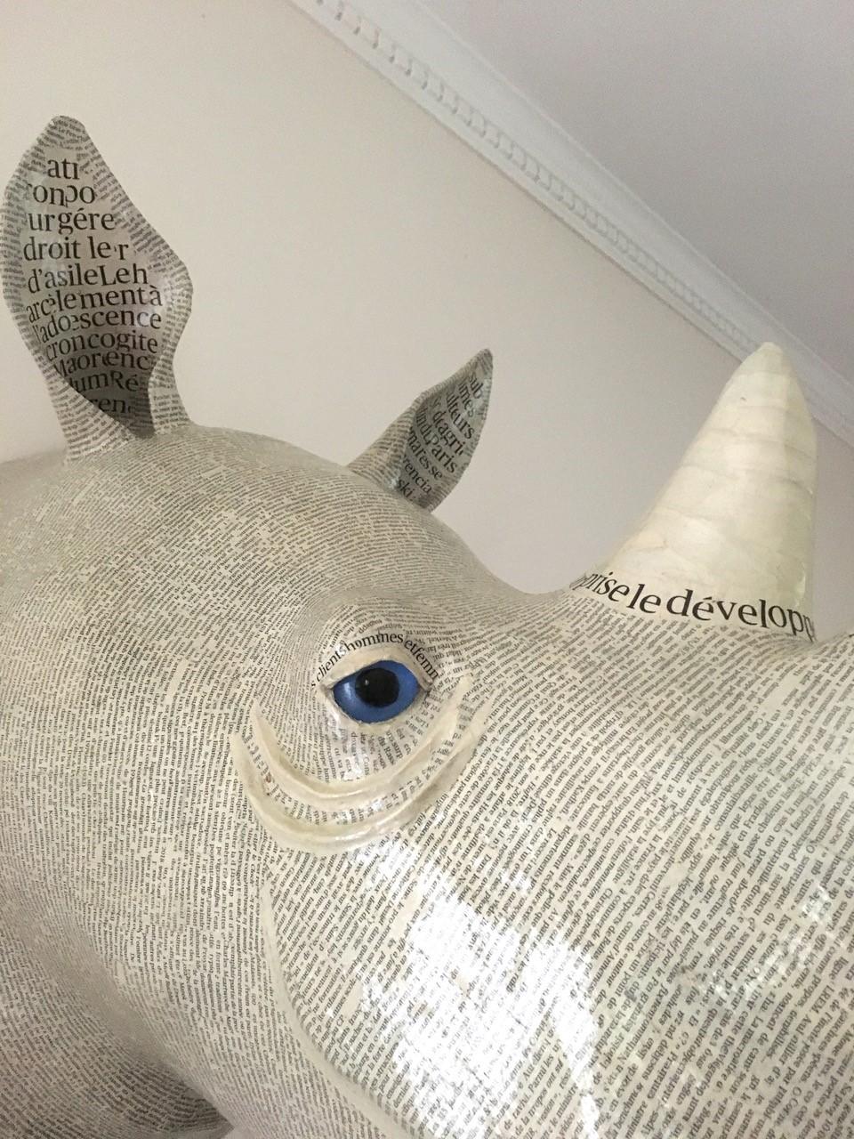 Beaux Arts White Rhinoceros Trophy For Sale