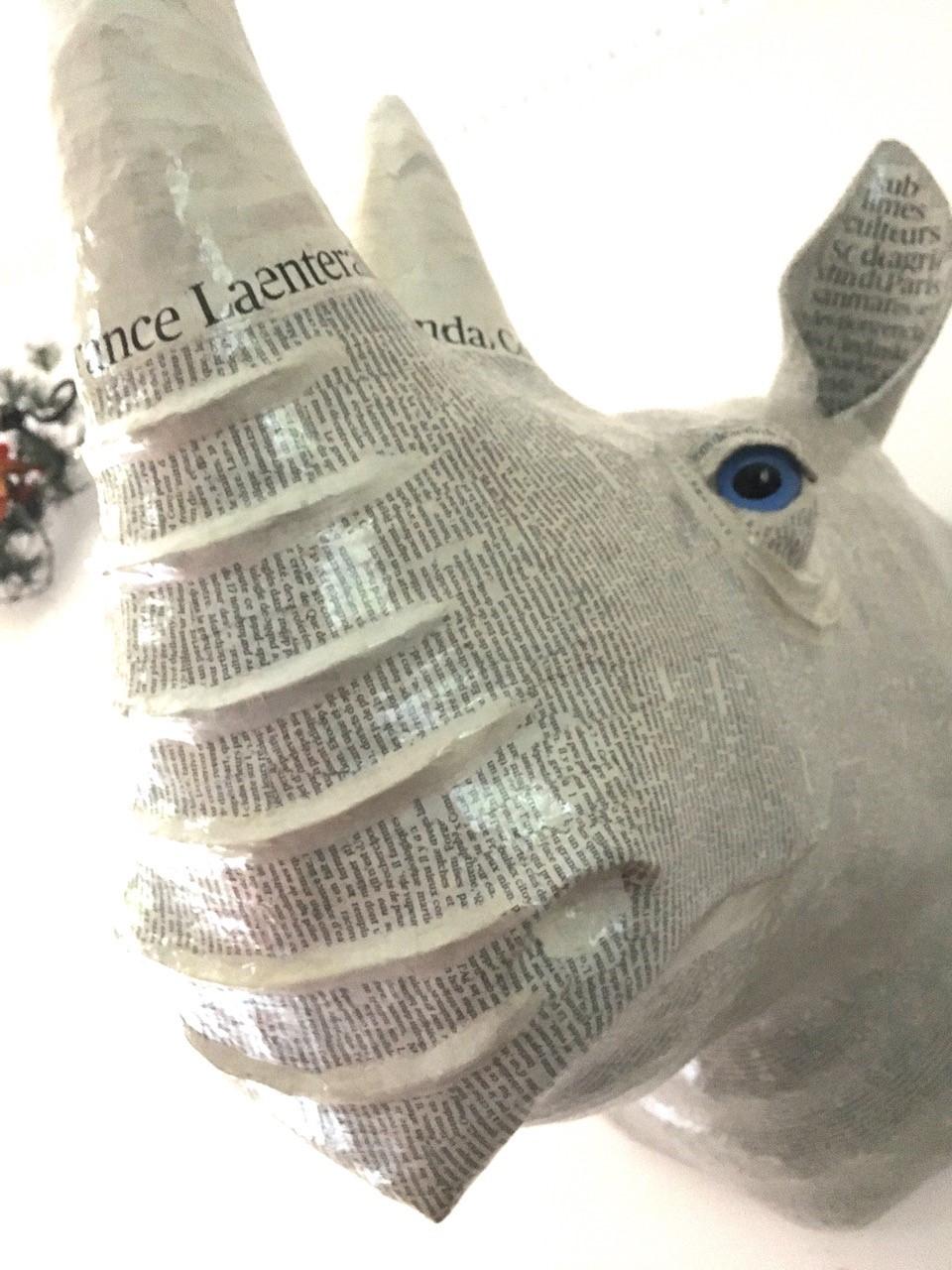 Hand-Crafted White Rhinoceros Trophy For Sale