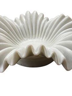 White Ribbed Draped Marble Bowl