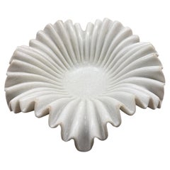 White Ribbed Draped Marble Bowl