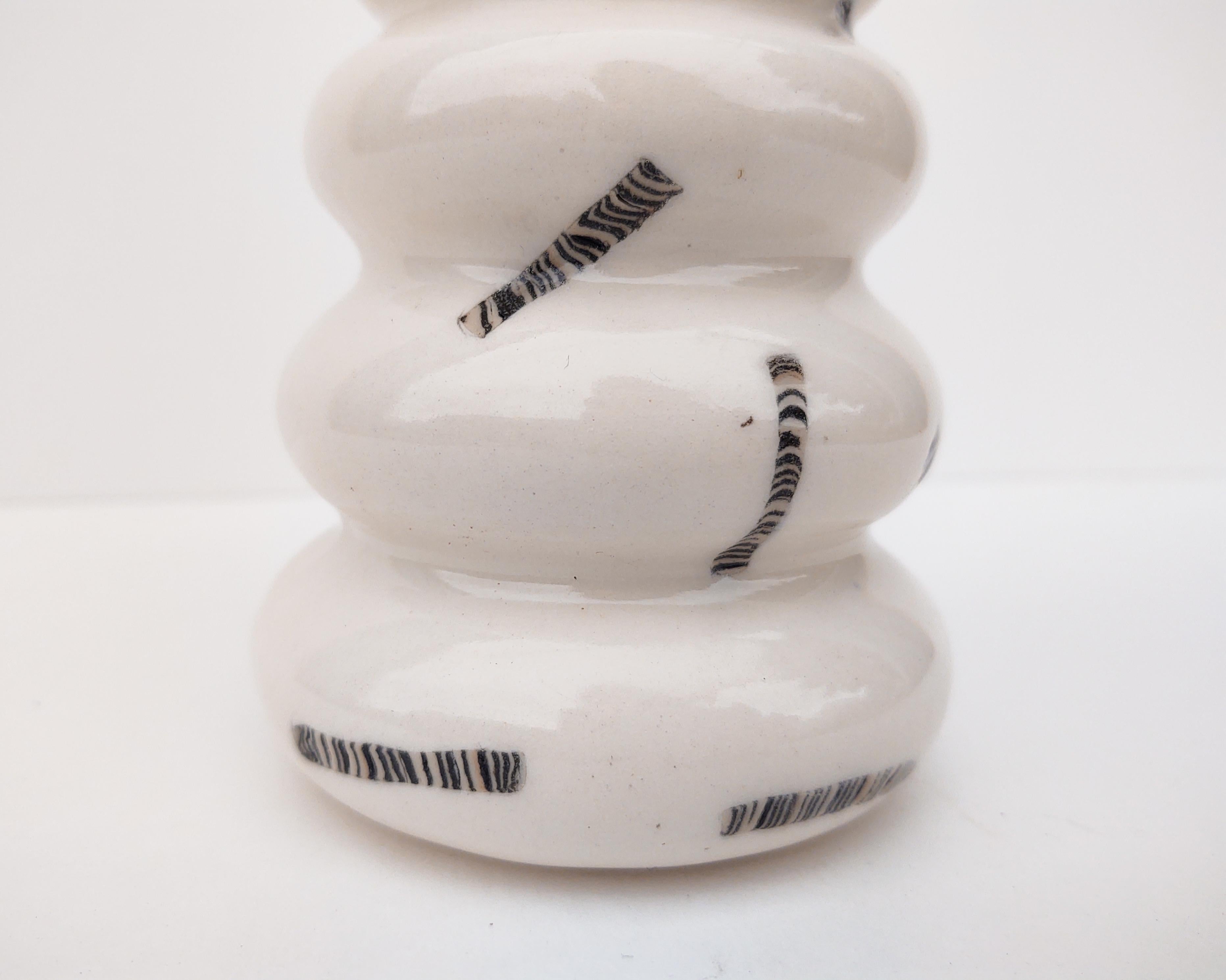 Organic Modern White Ribbed Molded Porcelain Vase by Fizzy Ceramics