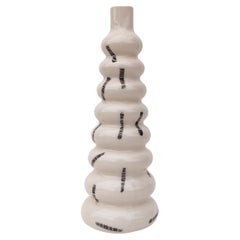 White Ribbed Molded Porcelain Vase by Fizzy Ceramics