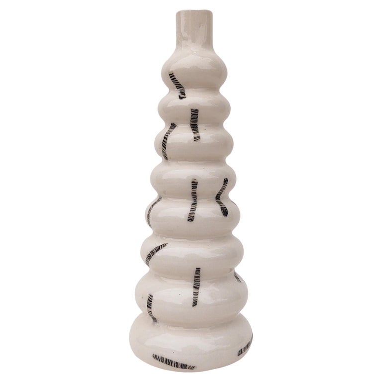 White Ribbed Molded Porcelain Vase by Fizzy Ceramics For Sale at 1stDibs