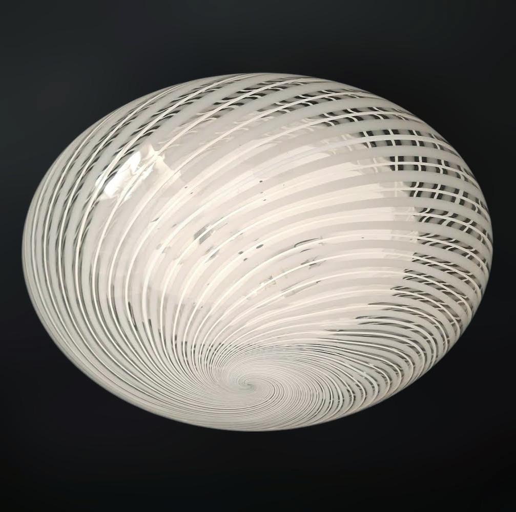 Mid-Century Modern Ribbed Flush Mount by Venini, 2 Available For Sale