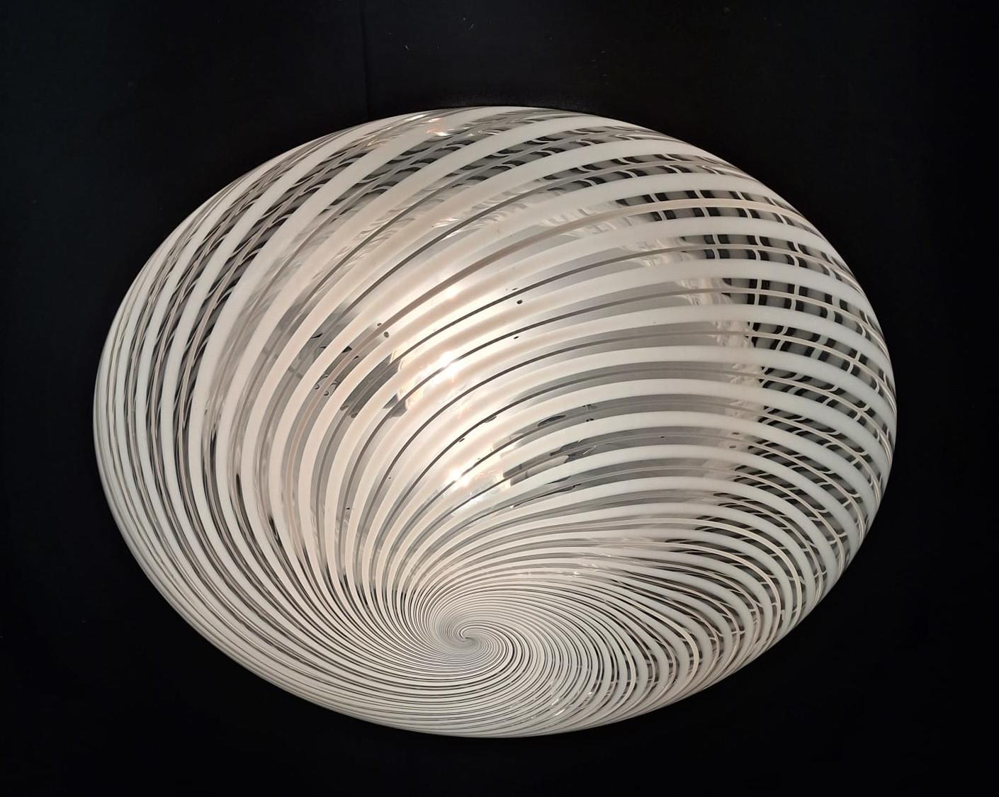 Ribbed Flush Mount by Venini, 2 Available In Good Condition For Sale In Los Angeles, CA