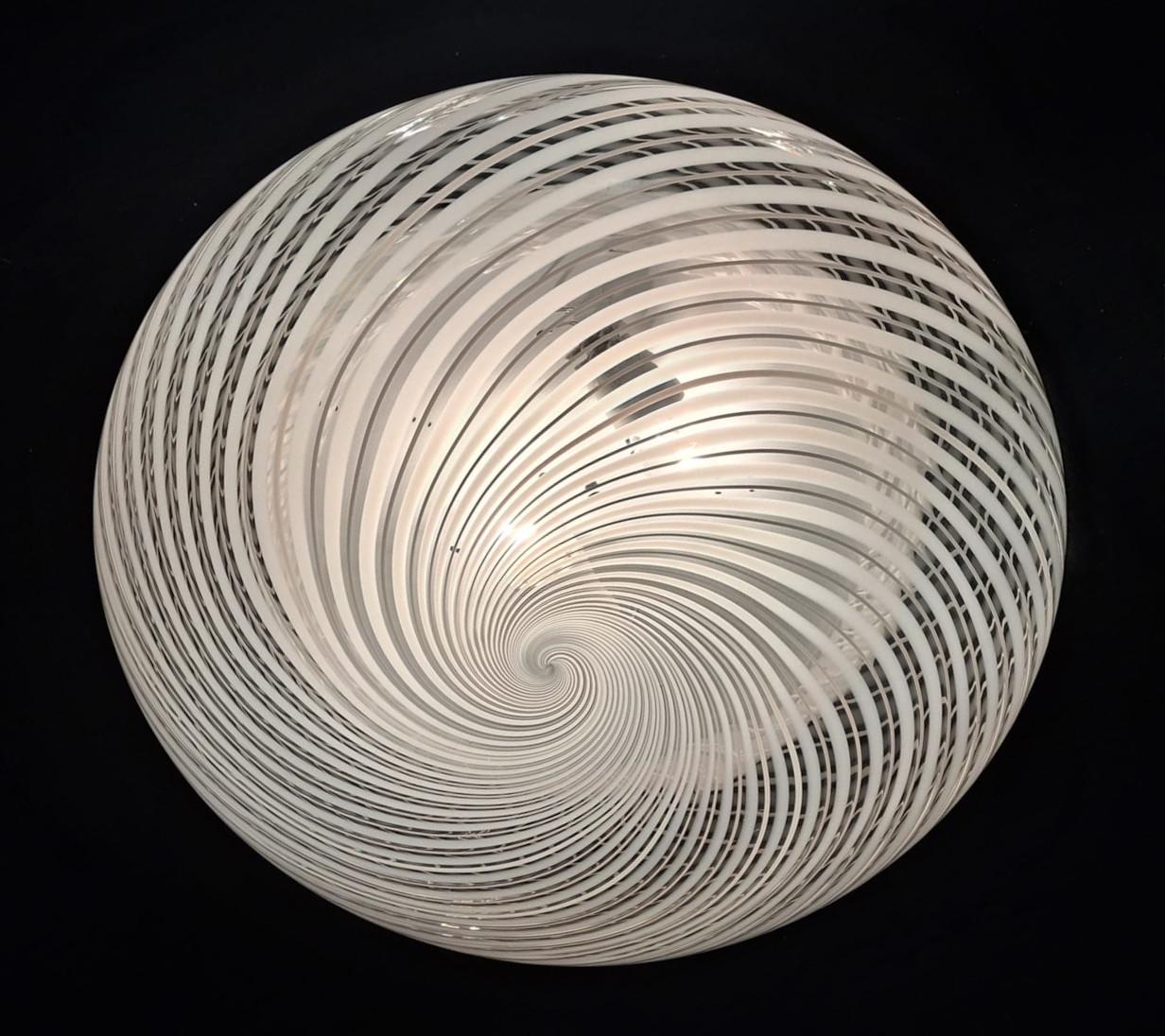20th Century Ribbed Flush Mount by Venini, 2 Available For Sale