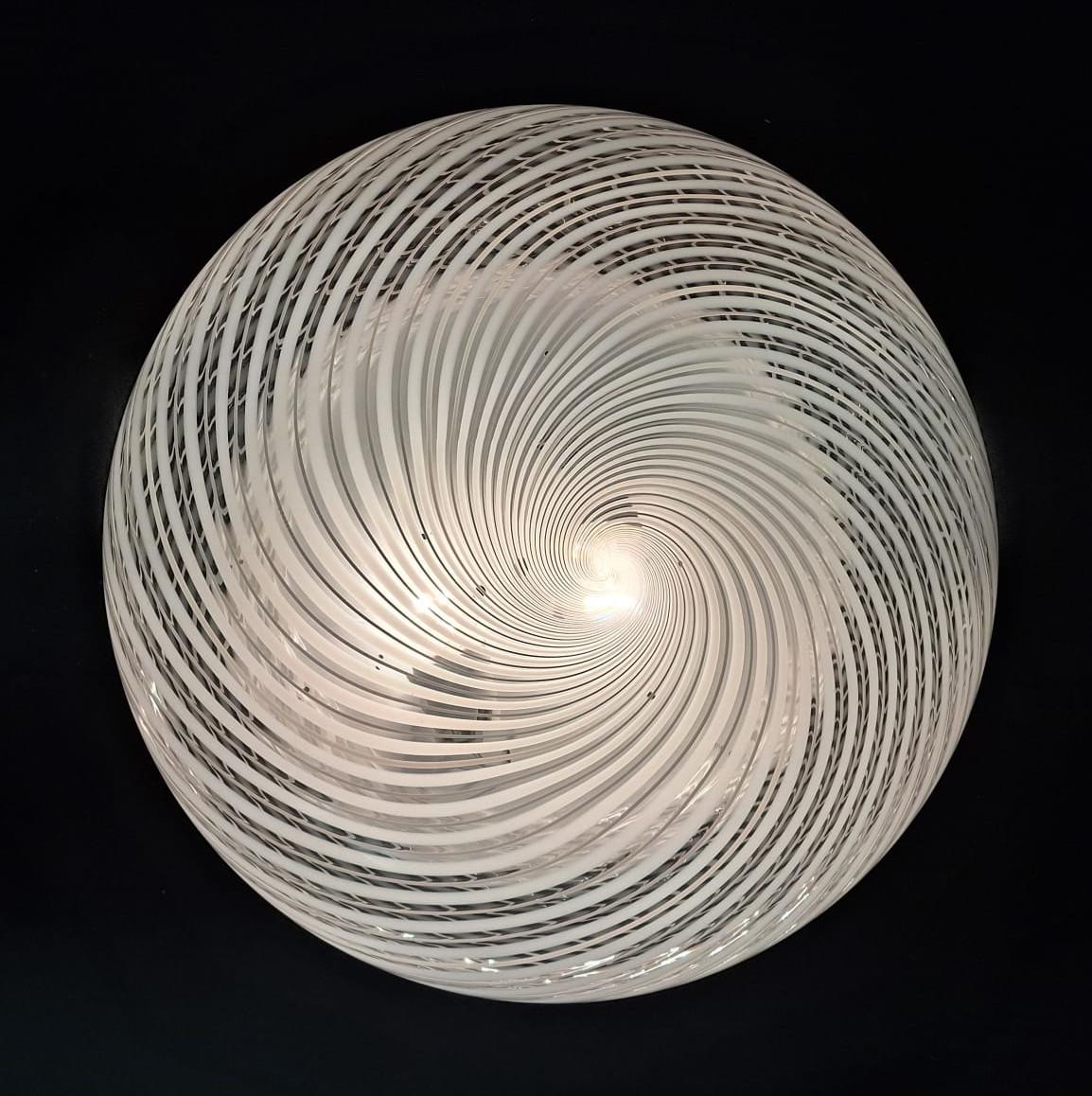 Ribbed Flush Mount by Venini, 2 Available For Sale 1