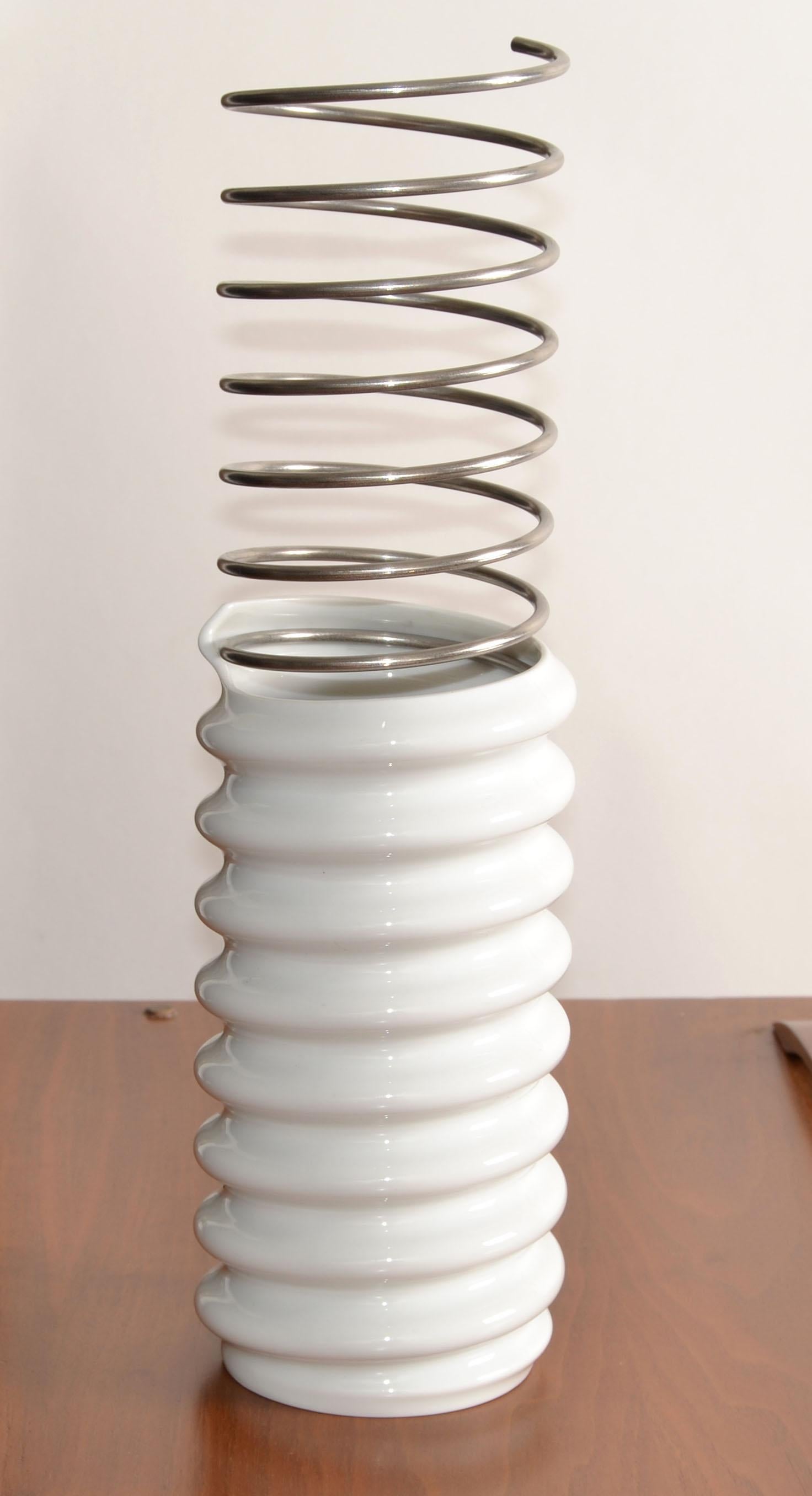 Machine Age White Ringoletto Porcelain Vase by Ron Arad for Rosenthal Studio Line Germany