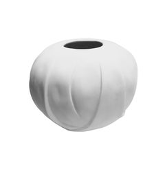 Contemporary Danish Design White Ripple Effect Vase, 12-Inch Diameter