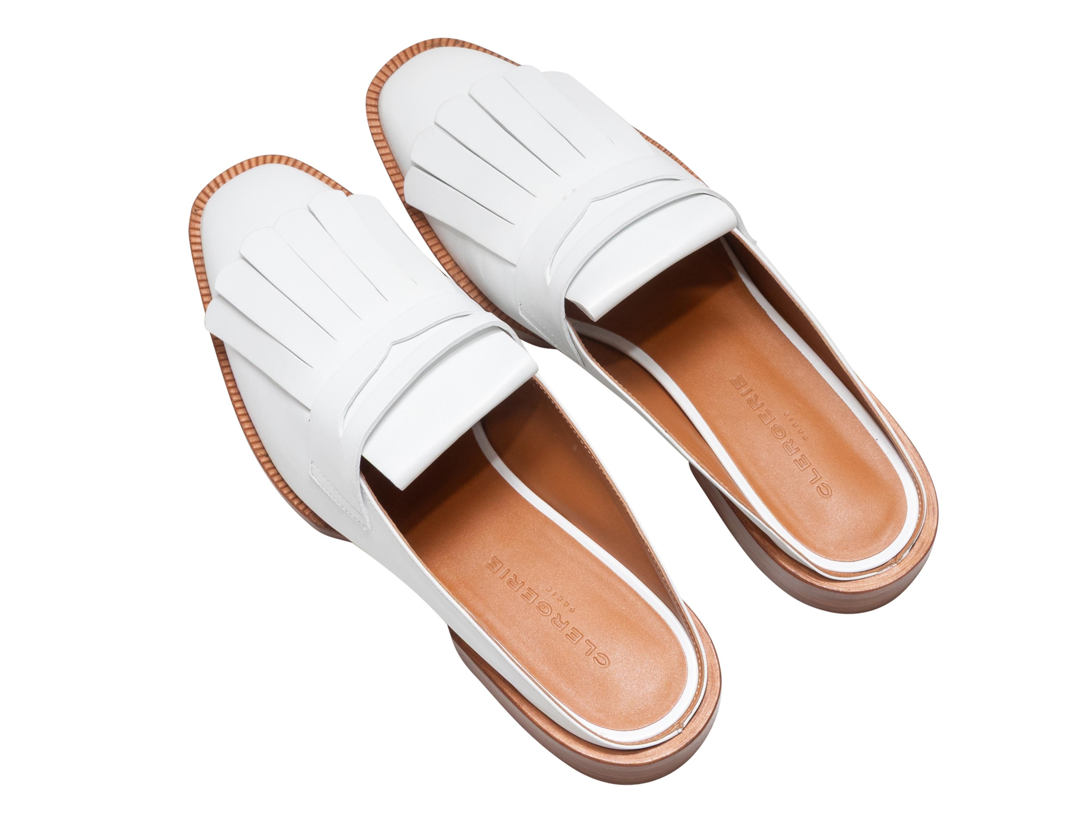 Gris The Robert Clergerie Leather Kiltie Mules Size 38 en vente