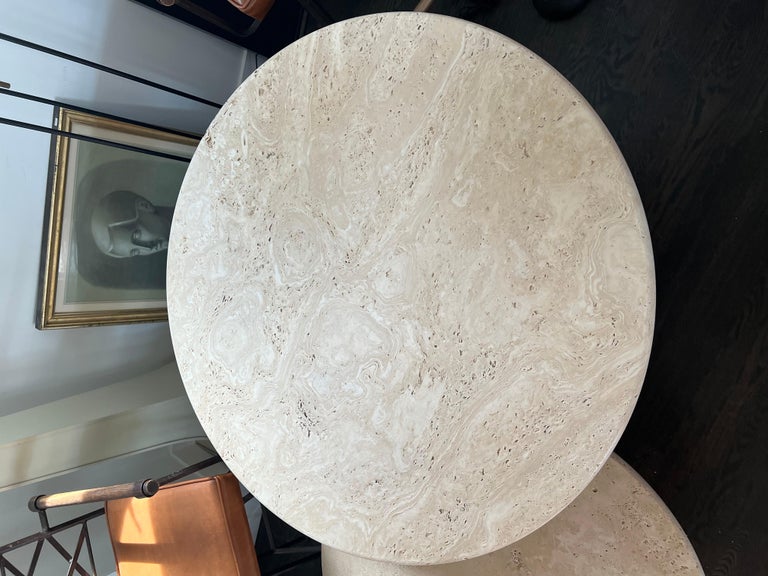 White Roman Travertine Bistro Table by Le Lampade at 1stDibs