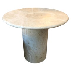 White Roman Travertine Bistro Table by Le Lampade