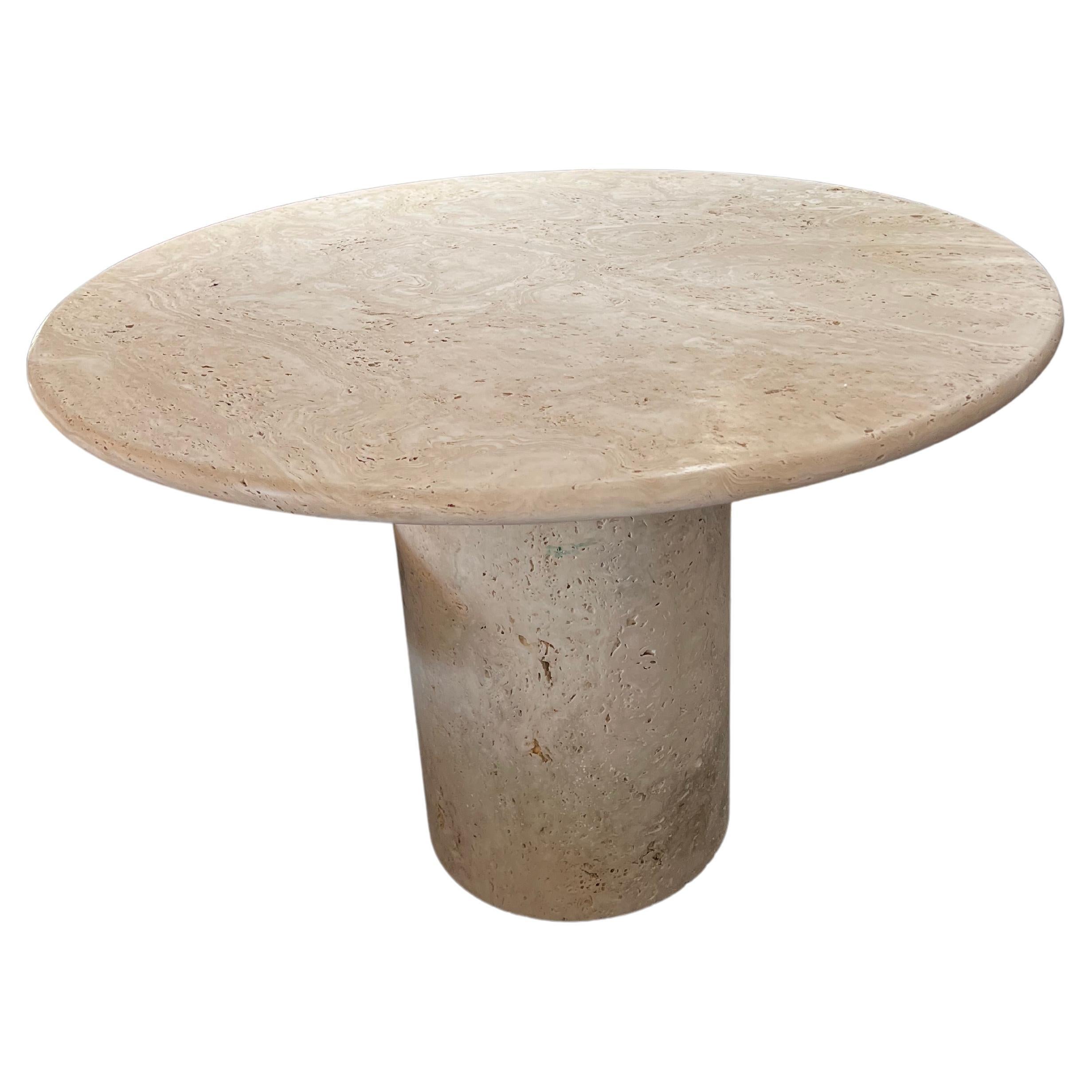 White Roman Travertine Bistro Table by Le Lampade at 1stDibs