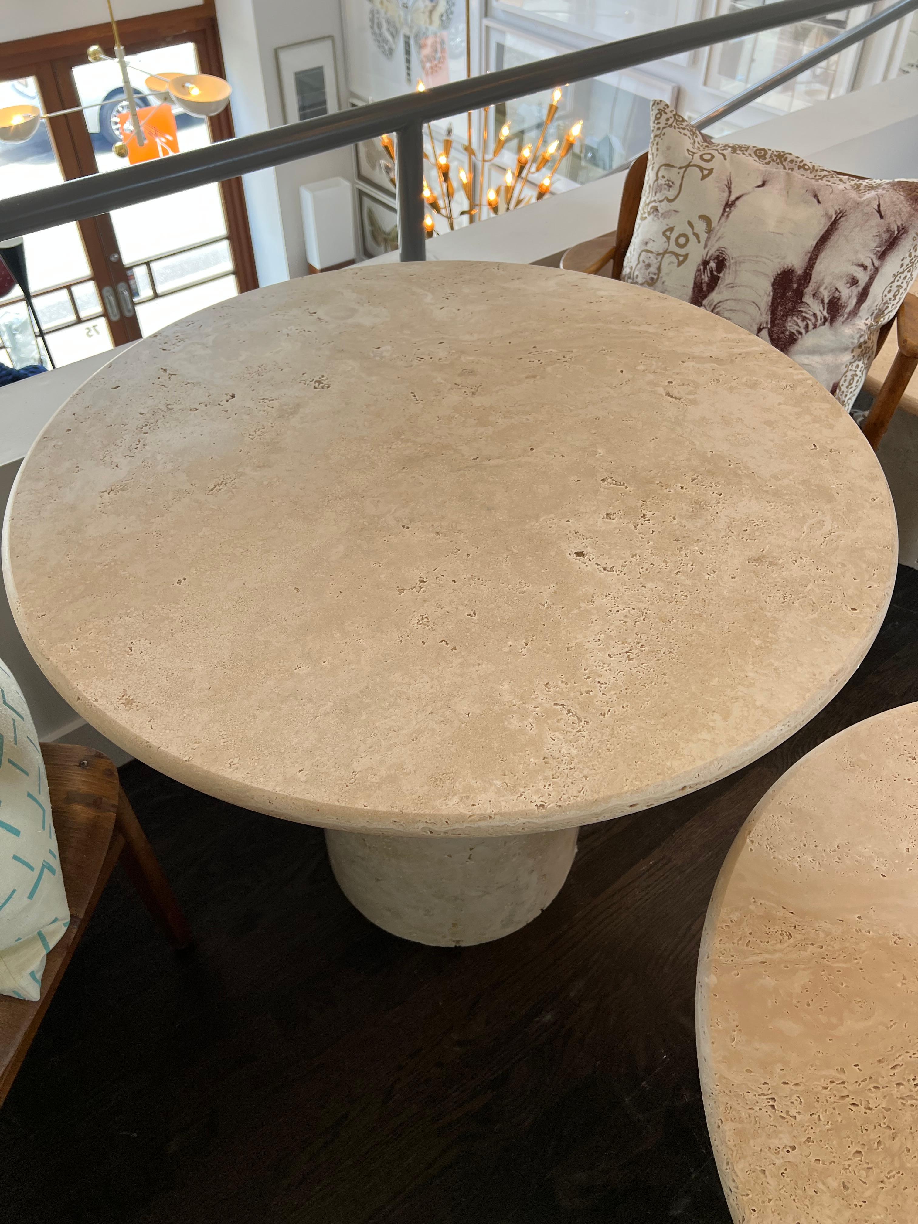 outdoor travertine dining table