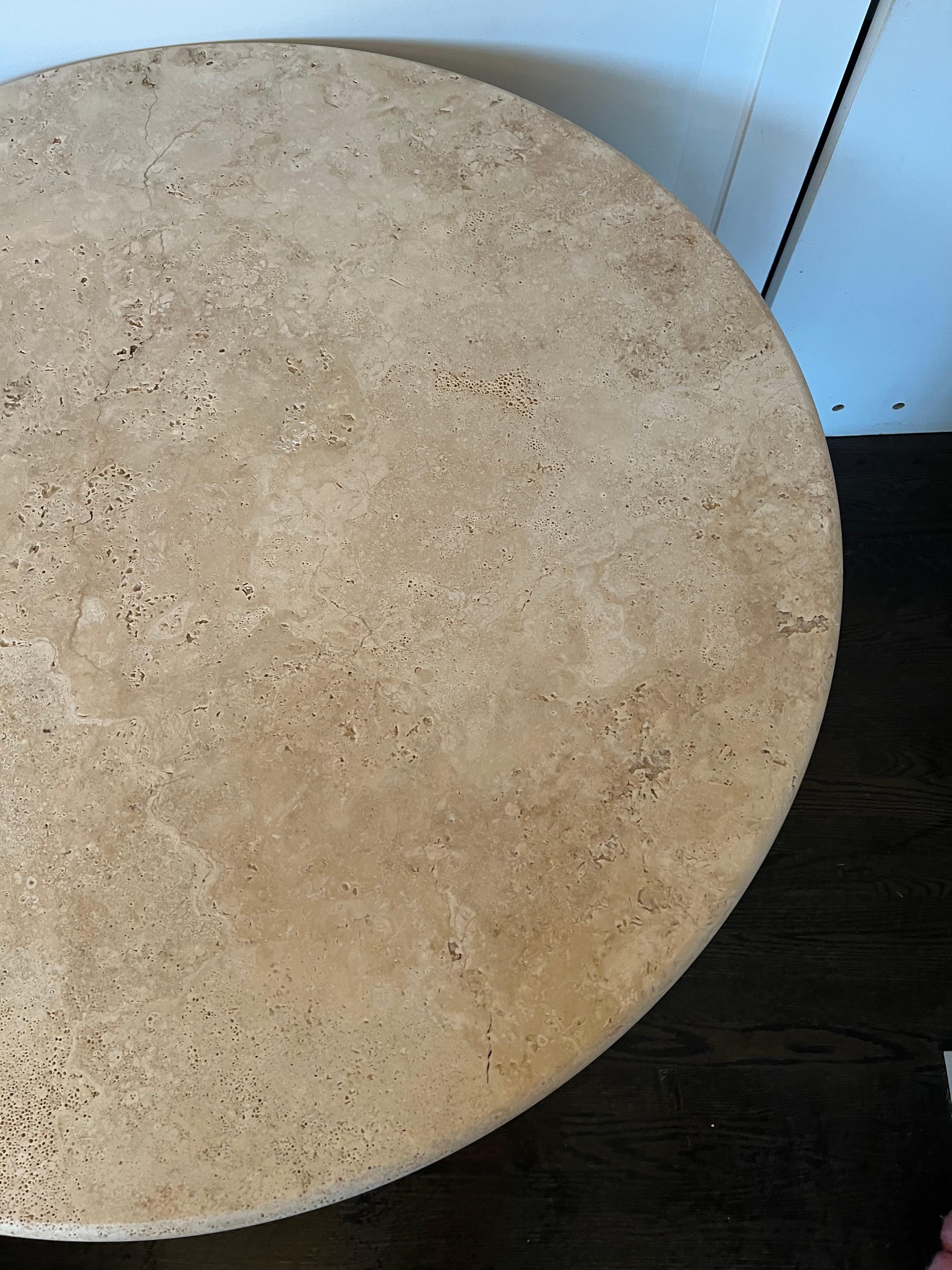 Modern White Roman Travertine Dining Table by Le Lampade For Sale