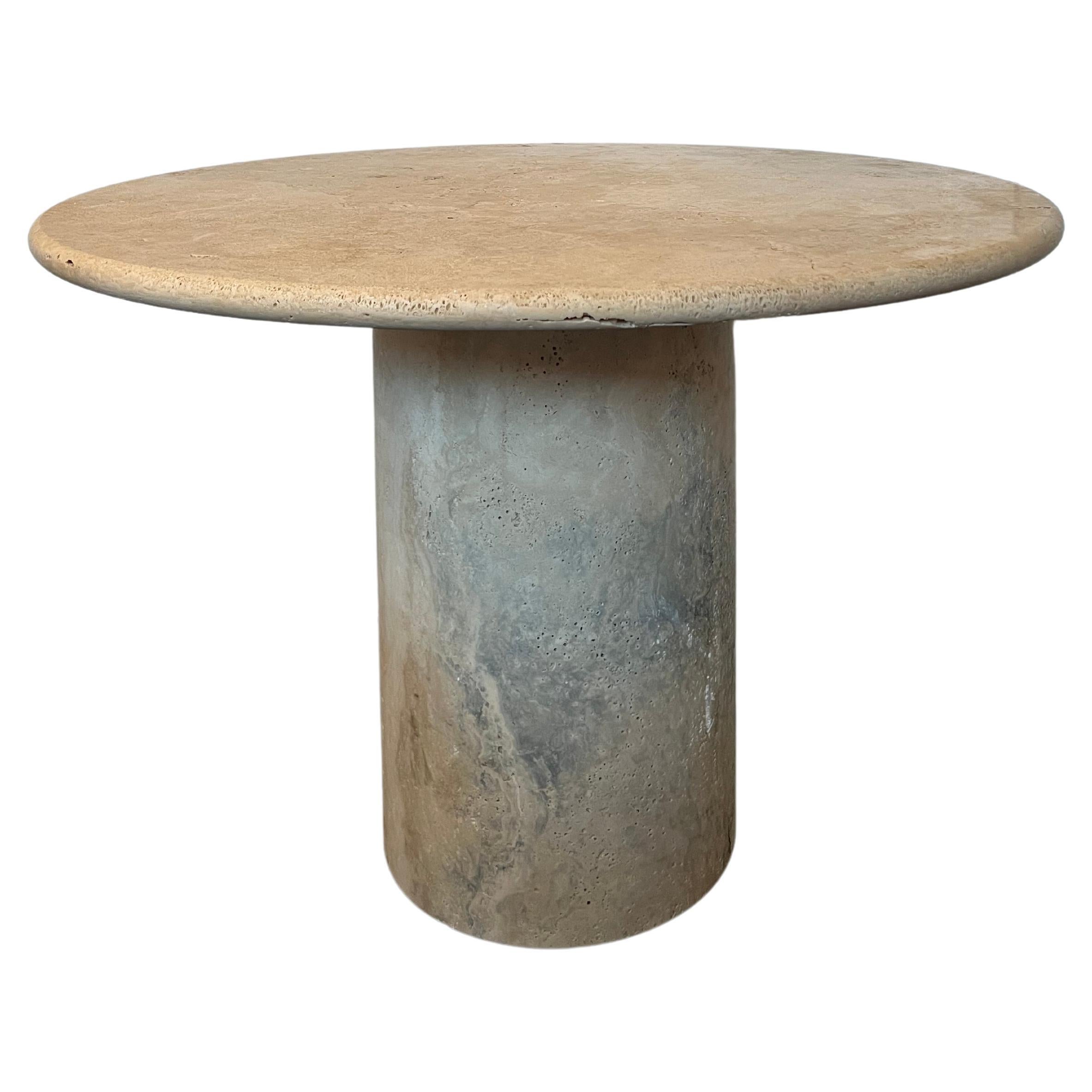 White Roman Travertine Dining Table by Le Lampade For Sale