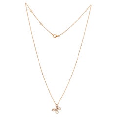 White Rose Cut Diamond Butterfly Necklace 18 Karat Rose Gold