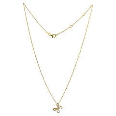 White Rose Cut Diamond Butterfly Necklace 18 Karat Yellow Gold
