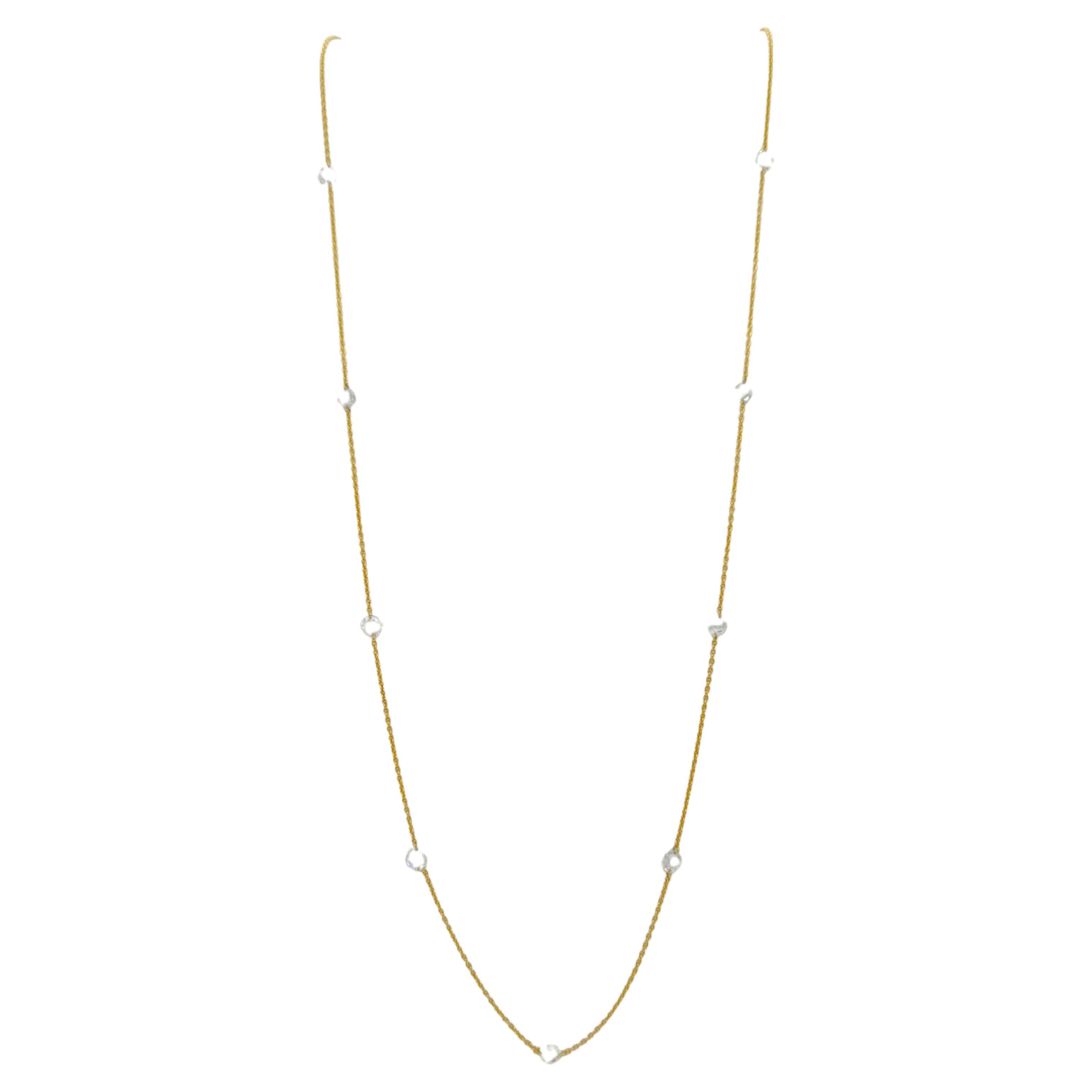 White Rose Cut Diamond Necklace in 18K Yellow Gold