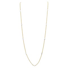 White Rose Cut Diamond Necklace in 18K Yellow Gold