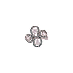 White Rose Cut Diamond Ring in 18 Karat White Gold