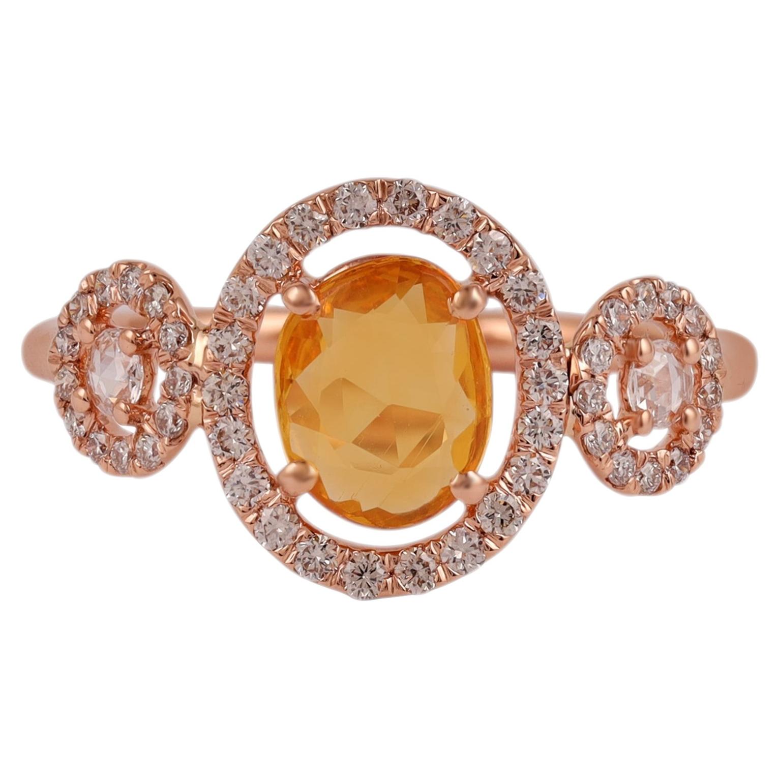 Gelber Saphir und Diamantring aus 18 kt Gold im Angebot