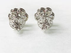 White Rose Cut Diamond Stud Earrings in 18 Karat White Gold
