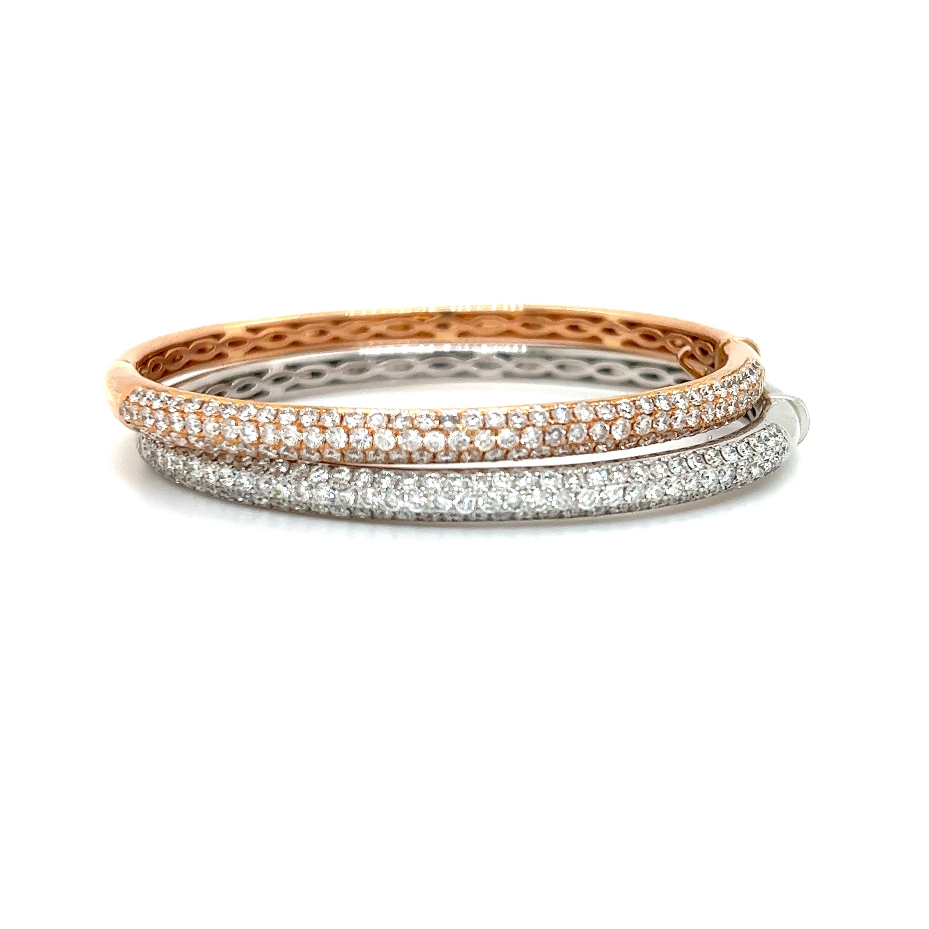  Bracelet jonc en or blanc et rose 18 carats serti de 4,51 carats Pour femmes 