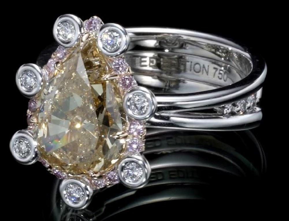 Taglio ovale Anello di fidanzamento in oro bianco e rosa con diamante ovale da 4,02 carati - GIA in vendita