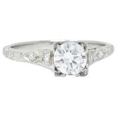 Antique White Rose Mfg. Co. Art Deco Diamond 18 Karat White Gold Engagement Ring