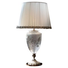 Lampe de table rose blanche