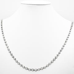 White Rosecut Diamond Handmade Chain Necklace in Platinum