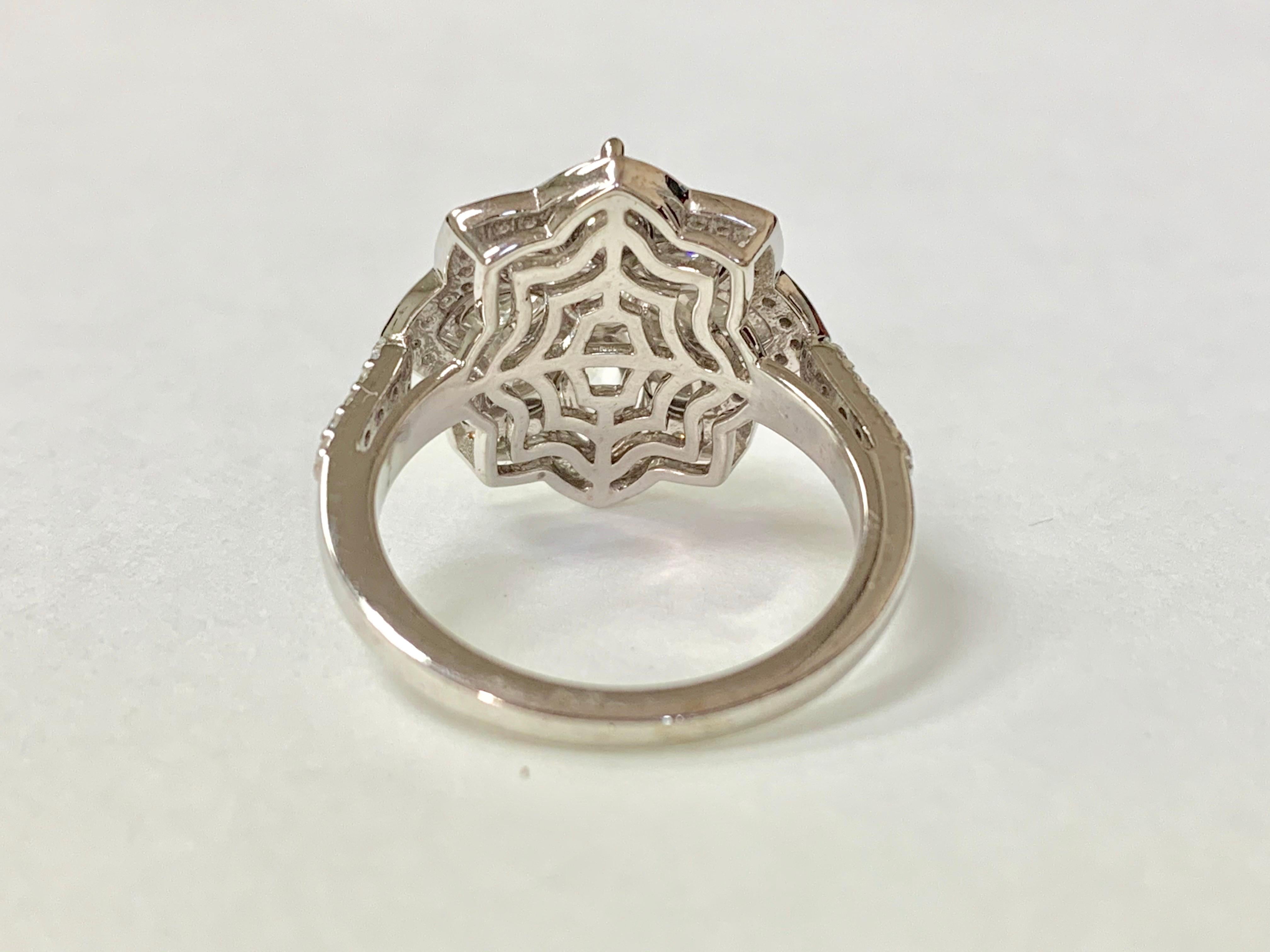 White Round Brilliant and Rose Cut Diamond Engagement Ring in 18 Karat ...