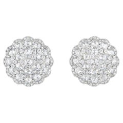 White Round Brilliant and Rose Cut Diamond Stud Earrings In 18K White Gold. 