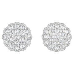White Round Brilliant and Rose Cut Diamond Stud Earrings In 18K White Gold.