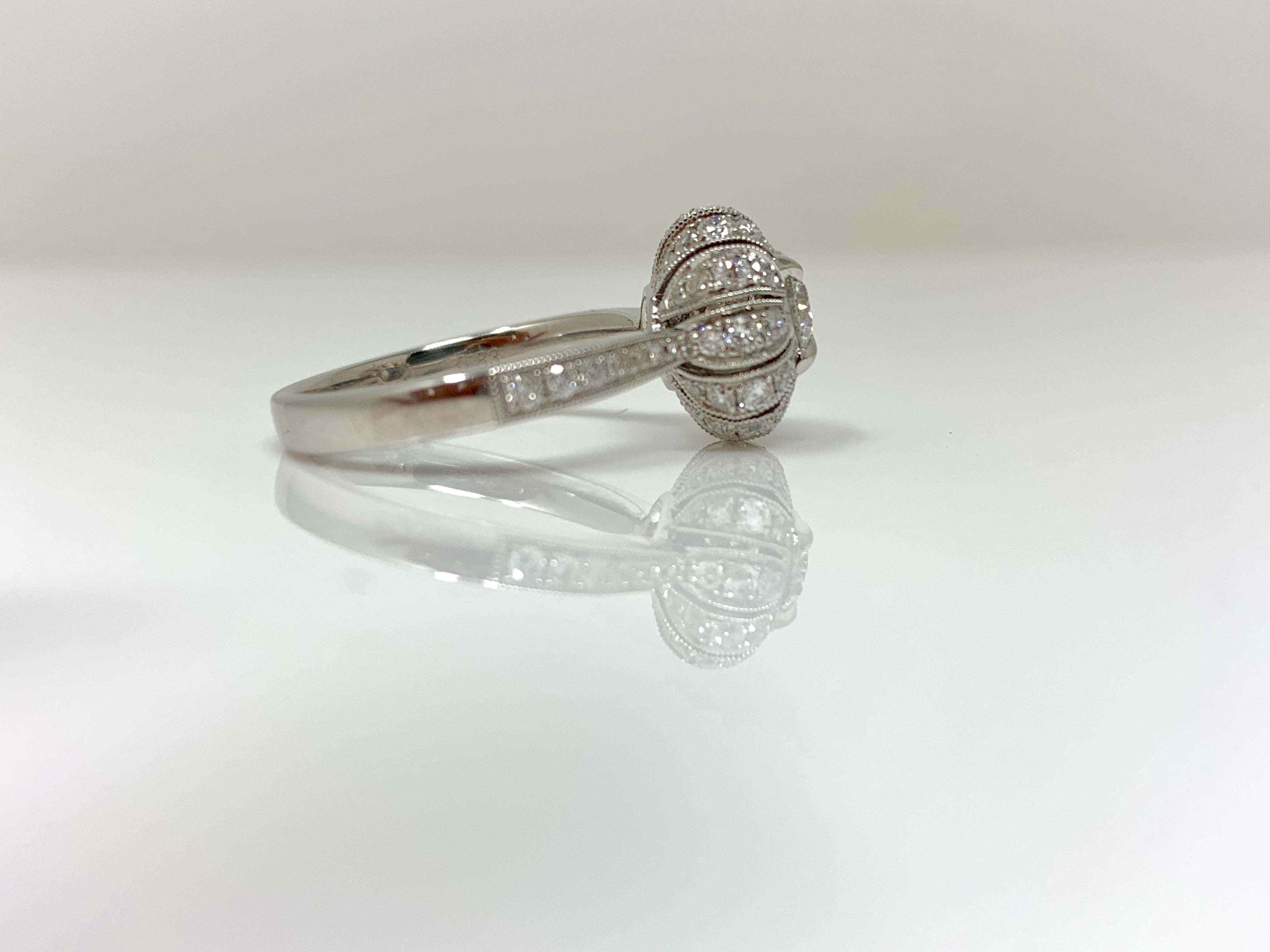 White Round Brilliant Cut Diamond Engagement Ring in 18 Karat White Gold For Sale 3