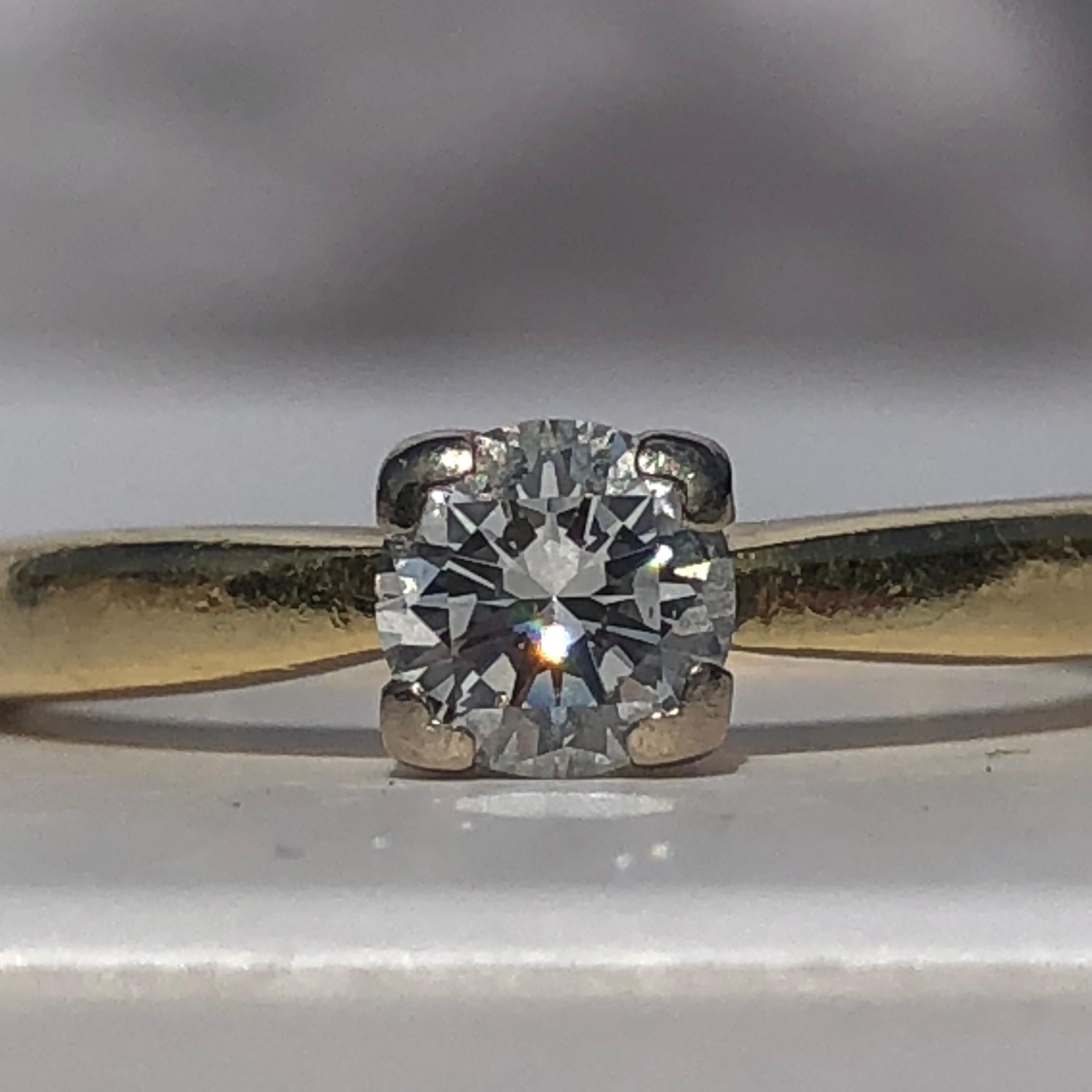Round Cut White Round Brilliant Cut Solitaire Diamond Engagement Ring .41cts Cert 18k Gold