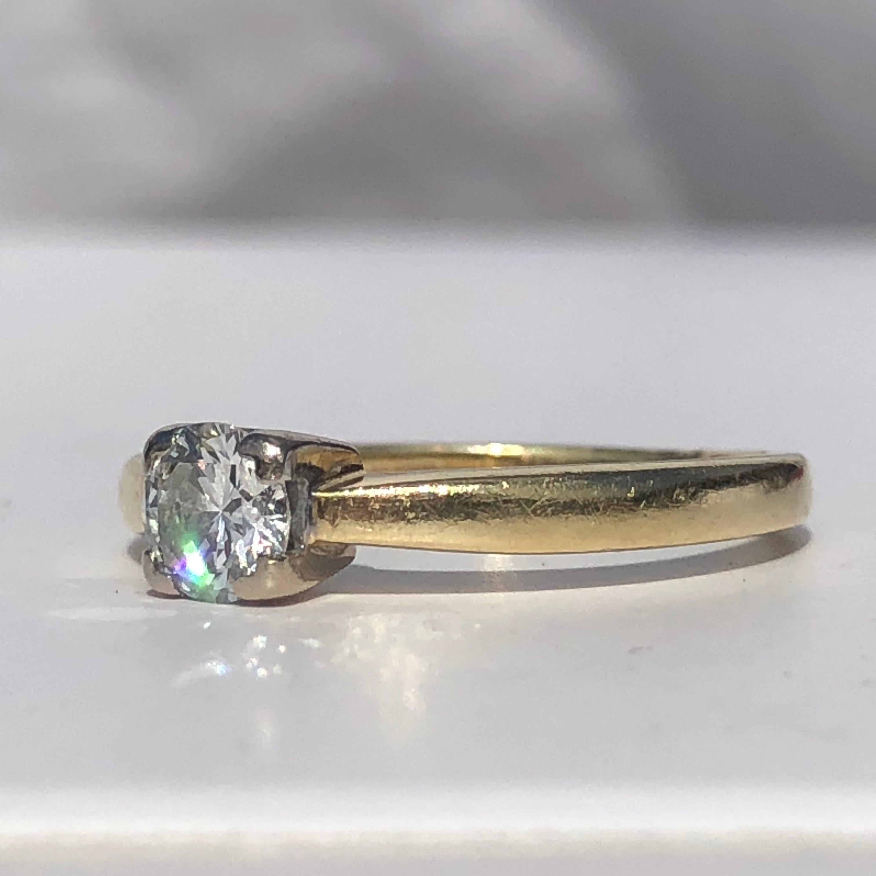 Women's or Men's White Round Brilliant Cut Solitaire Diamond Engagement Ring .41cts Cert 18k Gold
