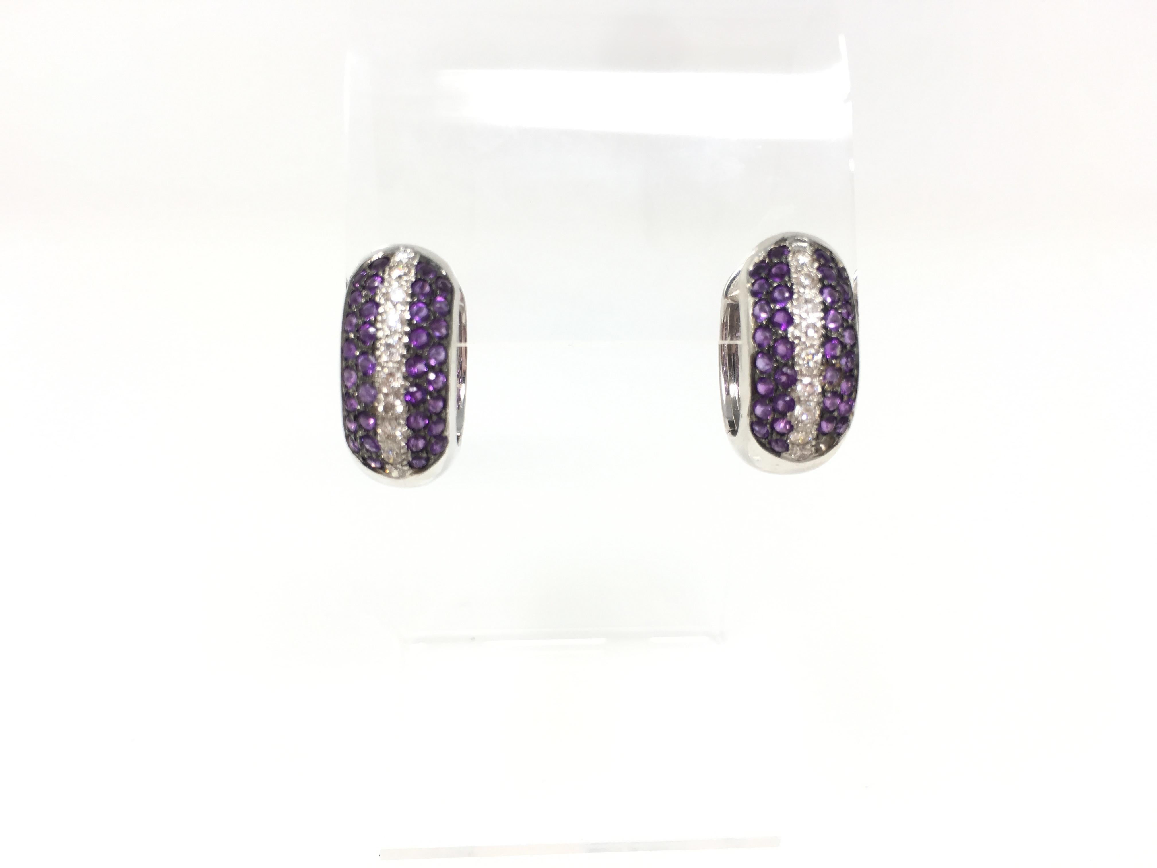 amethyst hoop earrings white gold