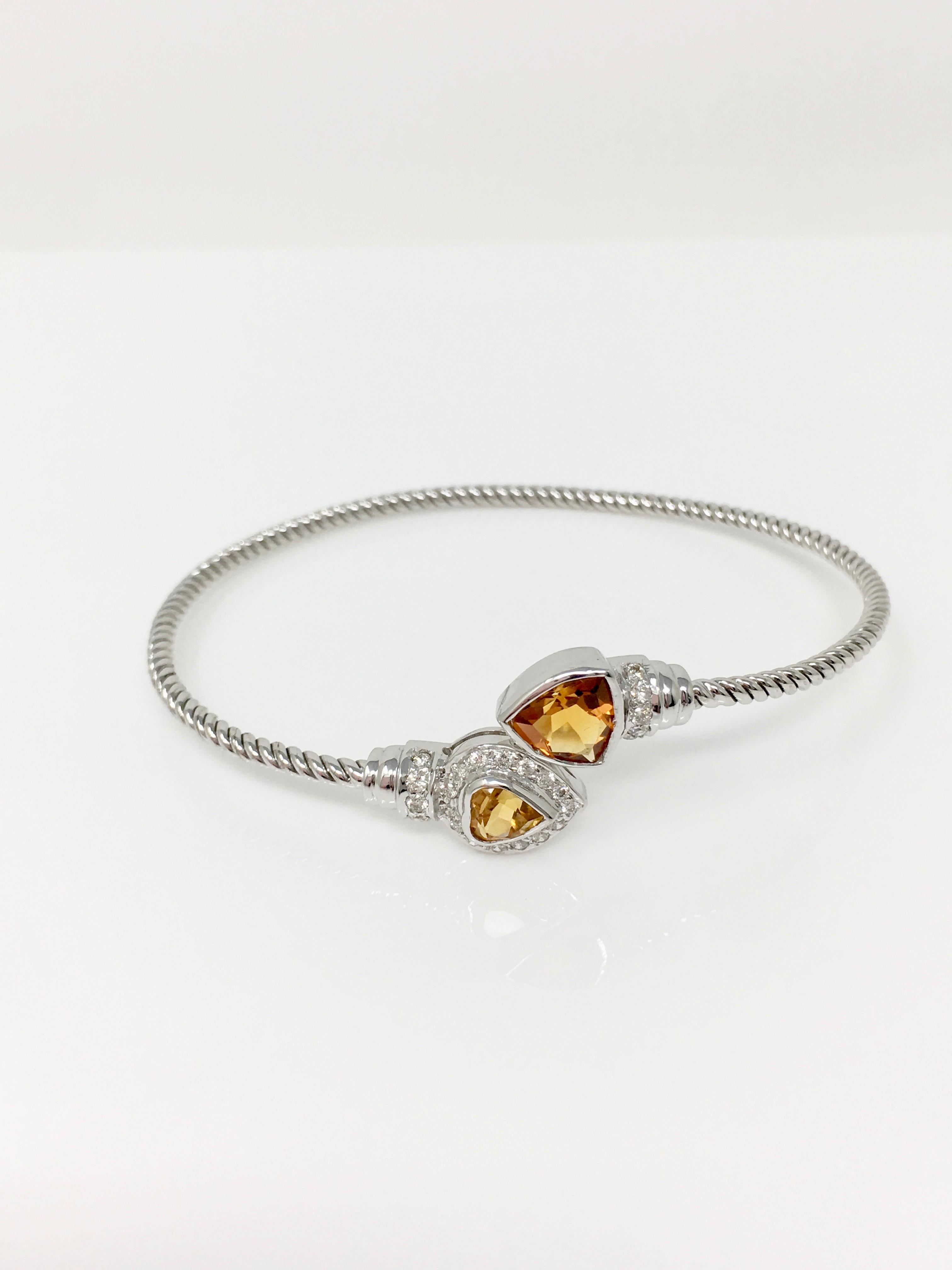 da uomo o donna Bangle flessibile con diamante tondo brillante e topazio d'oro in oro bianco 18 carati. in vendita