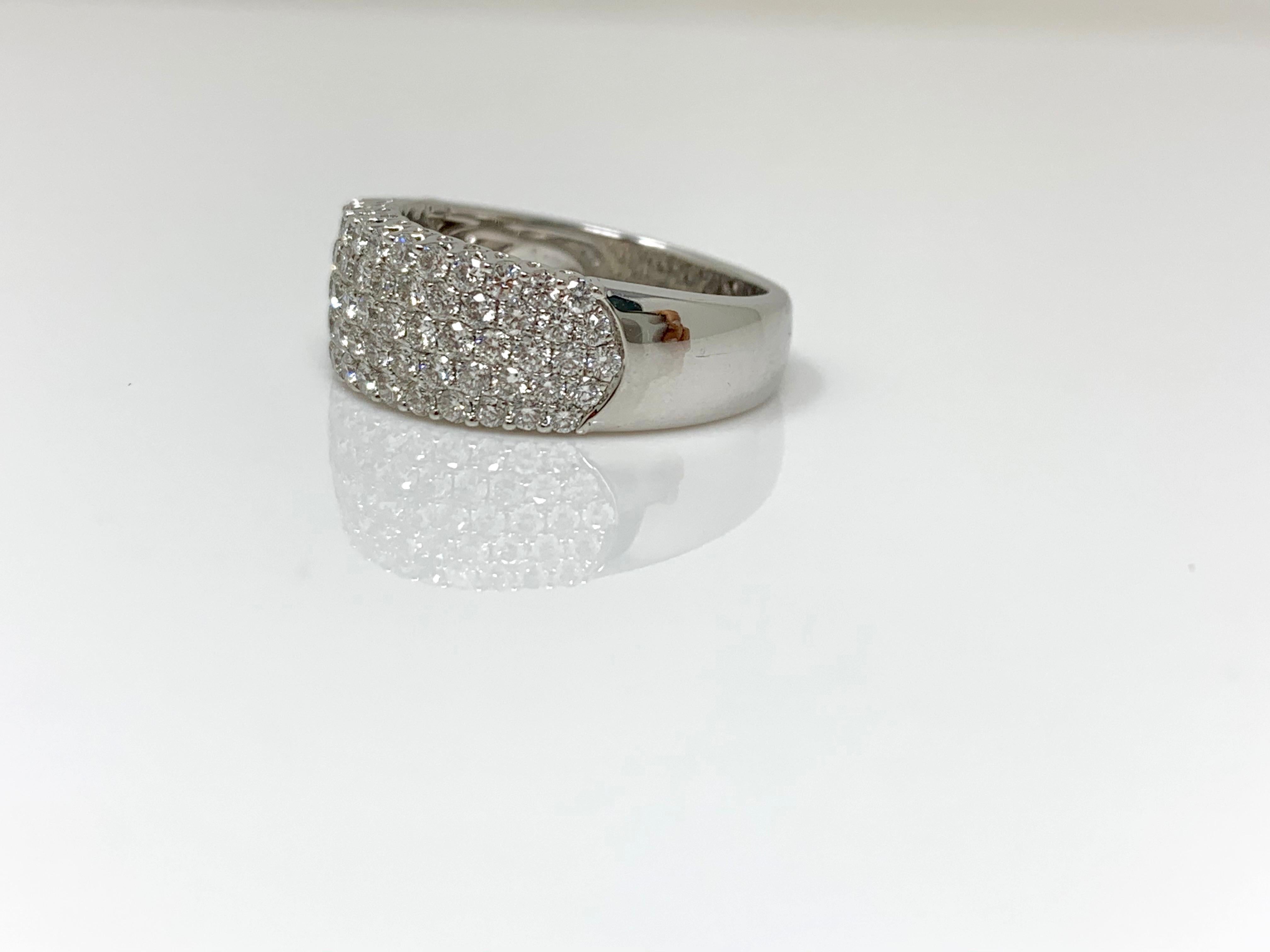 Contemporary White Round Brilliant Diamond Cocktail Ring in 18 Karat White Gold For Sale