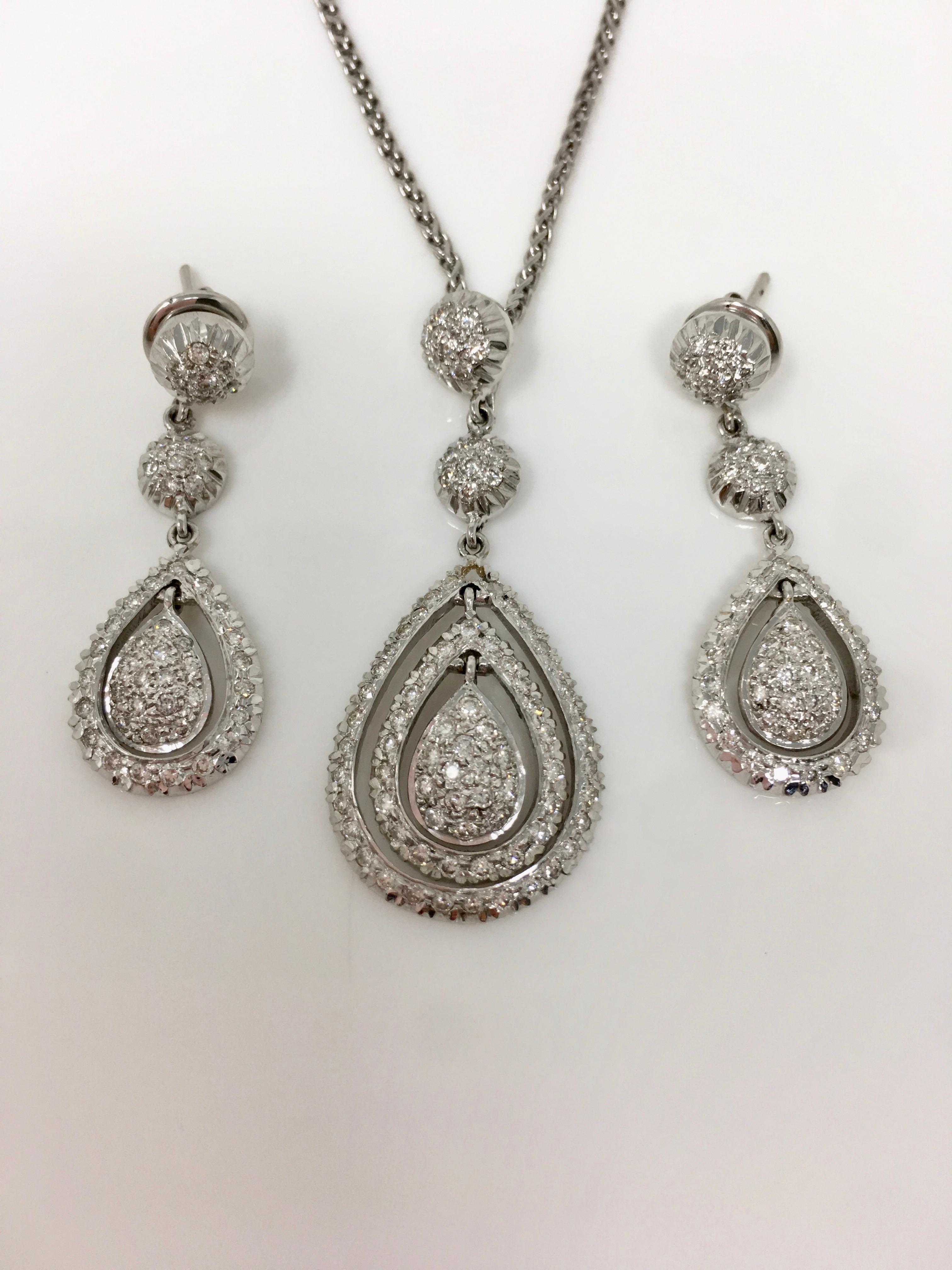 matching diamond earrings and necklace