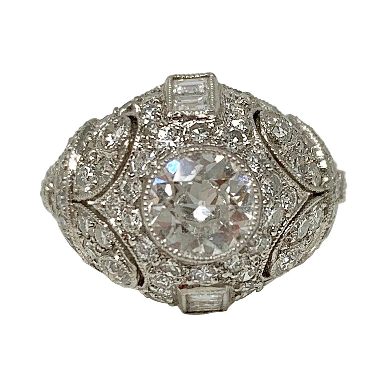 White Round Brilliant Diamond Engagement Ring in Platinum
