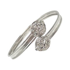 White Round Brilliant Diamond Flexible Bangle in 18 Karat White Gold