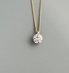 Collana di diamanti tondi brillanti bianchi in oro giallo 18 carati, certificati GIA.