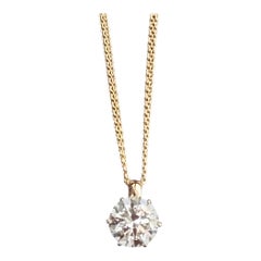 Collana di diamanti tondi brillanti bianchi in oro giallo 18 carati, certificati GIA.