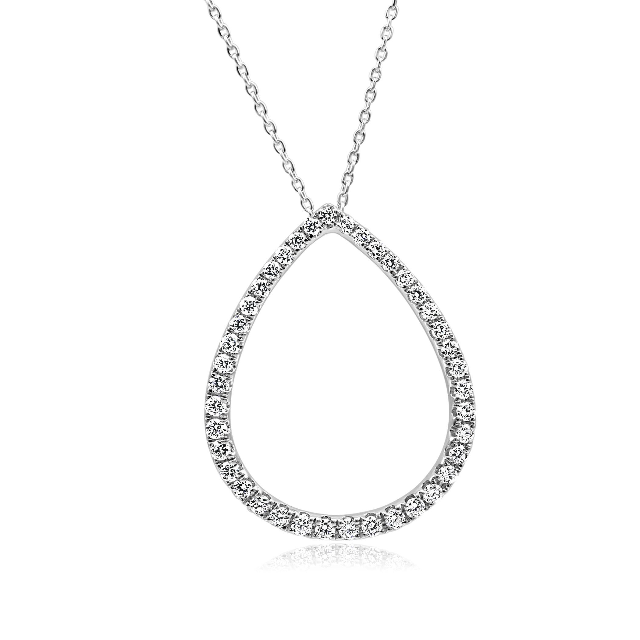 41 White G-H Color SI clarity Diamond Rounds 0.50 Carat set in Stunning 14K White Gold Fashion Drop Pendant Chain Necklace.

MADE IN USA  

Style available in different price ranges and with different center stones and gold colors, can be customized